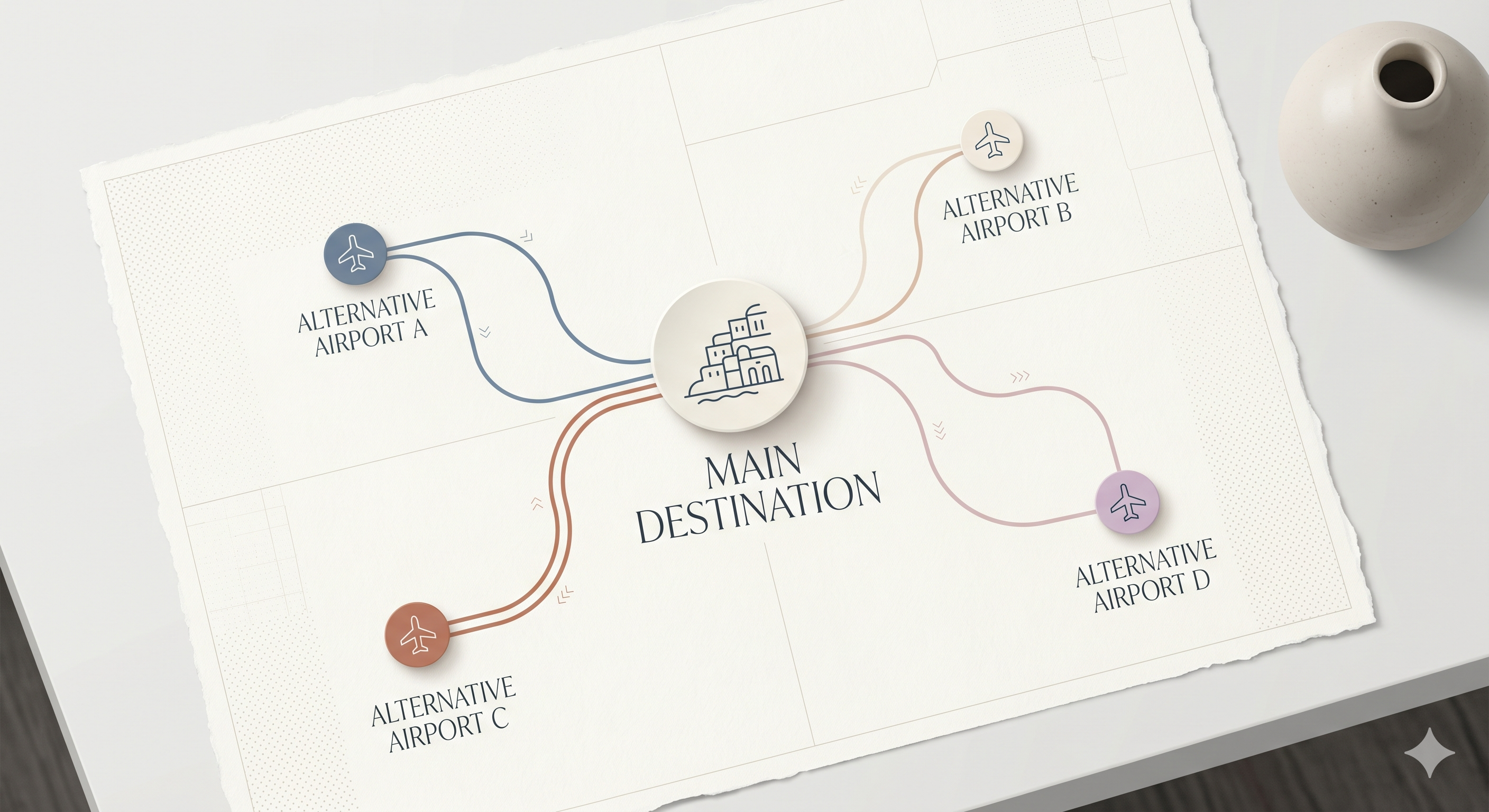 Mapa visual de aeropuertos alternativos